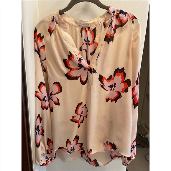 A.L.C. Floral Blouse in Cream and Red - Picture 1 of 3